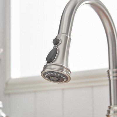 Brushed Nickel Single Handle Pull-Down Kitchen Faucet with Spray