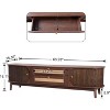 Angel Sar Rattan TV Stand for 75 Inch TV, Rustic Entertainment Center with 2 Large Drawers, Sliding Doors, Media Console with Solid Wood Legs, Brown - 3 of 4