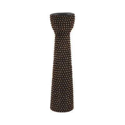 Sagebrook Home 16" Ceramic Spiked Candle Holder - Contemporary Black and Gold Gothic Bold Decorative Candle Holder for Home, Office, Event Decor