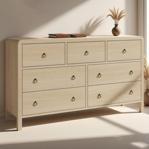 6 Drawer Wood Dresser Storage Organizer with Sturdy Metal Handle, TV Stand for 55 inch TV, Chest of Drawers for Living Room, Hallway, Closet - 1 of 1