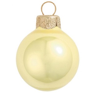 Northlight Mini Pearl Finish Glass Christmas Ball Ornaments - 1.5" (40mm) - Soft Yellow - 40ct - 1 of 2