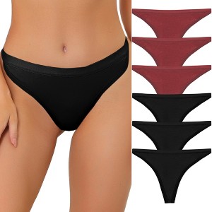 Allegra K Women's Packs G-String Breathable Hi-Cut Thongs 1 Set of 6 Pcs - 1 of 4