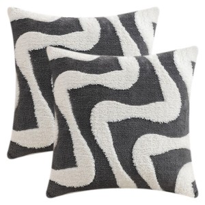 REGALWOVEN Snowflake Fleece Throw Pillow Cover with Wavy Pattern Modern Pillowcase for Sofa Couch Living Room Home Decor 2 Pcs - 1 of 4