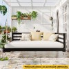 Twin Size Outdoor Acacia Wood Porch Swing Daybed with Hemp Ropes, Minimalist Open-Side Hanging Bed - 2 of 4