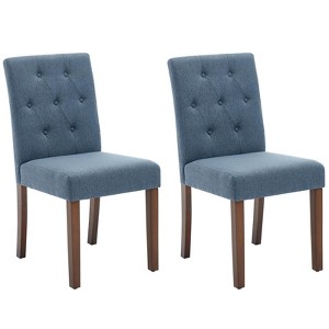 GustoWave Upholstered Dining Chairs Set of 2, Button Tufted Kitchen Chair with Wood Legs, Modern Fabric Side Chair - 1 of 4