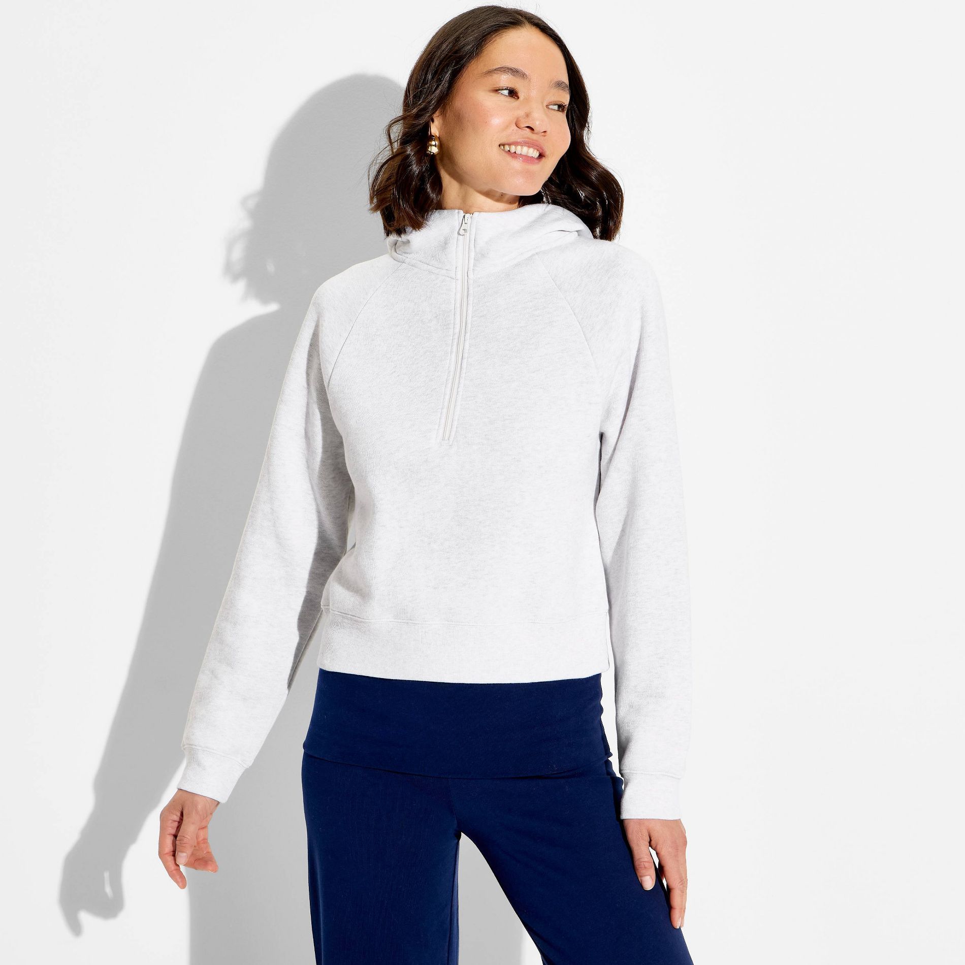 Women's Hooded Collar Quarter Zip-Up Sweatshirt - Wild Fable™