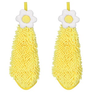 REGALWOVEN Chenille Soft Absorbent Flower Hanging Hand Towels for Bathroom 2 Pcs - 1 of 4