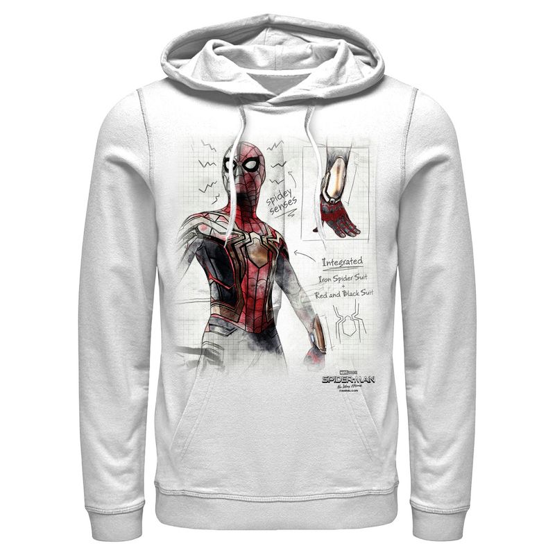 Men's Marvel Spider-Man: No Way Home Integrated Suit Sketch Pull Over Hoodie, 1 of 5