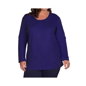 Women's Jersey Long Sleeve U-Neck Tee - Plus - On The Plus Side - 1 of 4