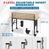 Heavy Duty Workbench with Rubber Wood Top, Pegboard Hooks, Power Outlet, 2000lbs Load Capacity - 3 of 4