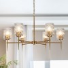 LNC Everardgeon 6-Lights 33.5" Modern Wagon Wheel Oversized Chandelier, Polished Gold with Ripple Glass Shades - 2 of 4