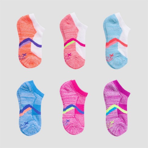 Hanes Premium Girls' 6pk Super Soft No Show Athletic Socks