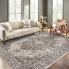 Faux Wool Vintage Printed Area Rug with Non Slip Backing Machine Washable Stain Resistant  Soft  Accent Carpet for Indoor Places - 2 of 4