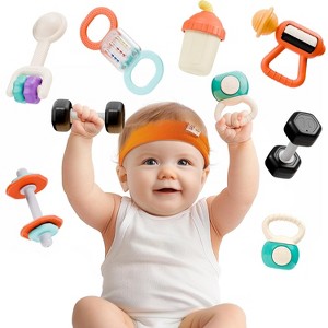 iPlay, iLearn Baby First Gym Rattle Set, Infant Dumbbell Weights Teething Rattles 3-6-12 Month - 1 of 3