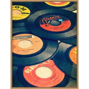 Amanti Art 18" x 24" Old Records by Edward M Fielding Framed Canvas Wall Art: Modern Lithograph, Polystyrene Frame - 1 of 4