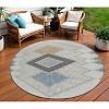 HomeRoots 8' Gray Gold And Charcoal Round Geometric Washable Indoor Outdoor Area Rug - 2 of 4