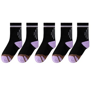 Anna-Kaci 5 Pairs Women's Mid-Crew Sport Socks Cushioned Arch Support Breathable Athletic Fit with Elastic Cuff - 1 of 4