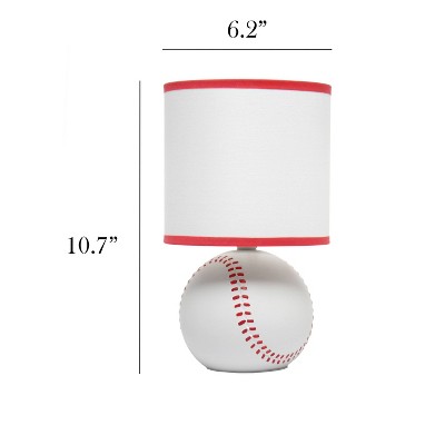 White and Red Mini Baseball Table Lamp for Kids Room