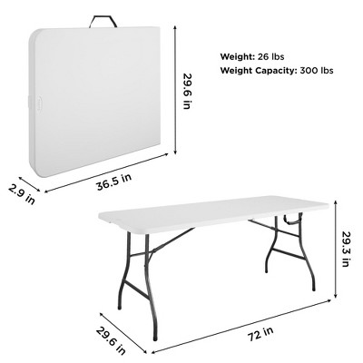 White 6-Foot Resin Folding Banquet Table with Steel Legs