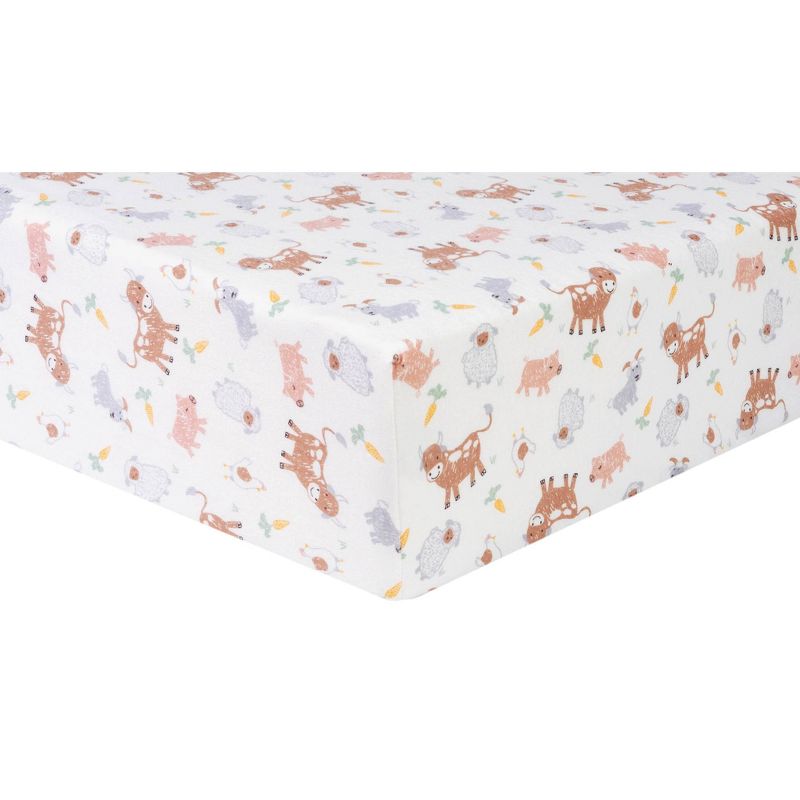 Trend Lab Farm Friends Flannel Fitted Crib Sheet, 1 of 5