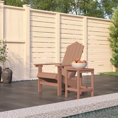 vidaXL Adirondack Chair and Table Set - Brown HDPE Outdoor Seating - Weather/UV-Resistant for Garden, Patio, Terrace