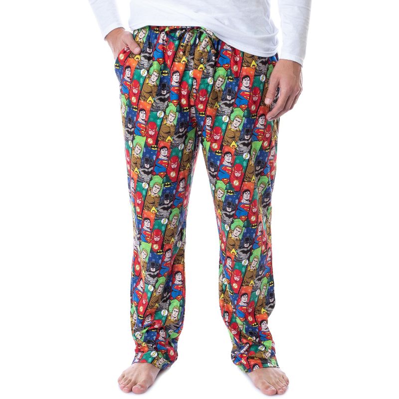 DC Comics Mens' Justice League Holiday Superhero Christmas Pajama Pants Multicoloured, 1 of 5