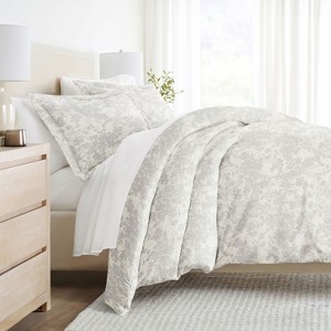 Weathered Floral 3PC Duvet Cover Set - Soft Microfiber, Zippered Closure, Easy Care - Becky Cameron - 1 of 4