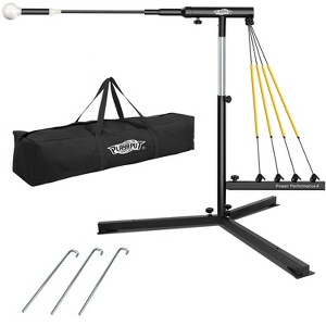 PLAYAPUT Baseball Swing Trainer with 4 Power Bands, Auto-Reset Function, Height Adjustable (31-47 inches) for Improved Power and Speed, Black - 1 of 4