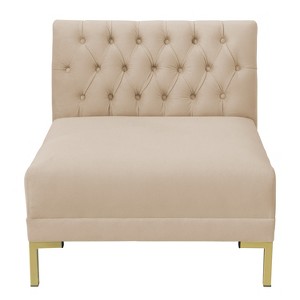 Audrey Diamond Tufted Armless Chair Ivory Velvet and Brass Metal Y Legs - Cloth & Co.