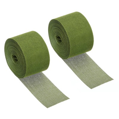 Unique Bargains DIY Crafts Decoration Soft Burlap Fabric Wired Ribbon 2 Pcs