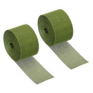 Unique Bargains DIY Crafts Decoration Soft Burlap Fabric Wired Ribbon 2 Pcs - 1 of 4