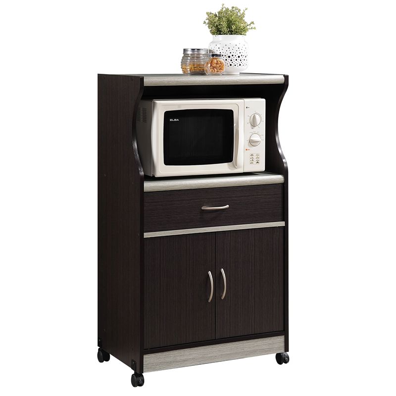Microwave Kitchen Cart in Chocolate Gray - Hodedah, 4 of 8