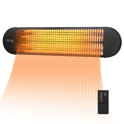 Costway 750W/1500W Wall Mounted Patio Heater w/ Remote Control & Adjustable Angle