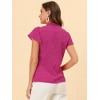 INSPIRE CHIC Women's Dots Print Ruffle Neck Short Sleeve Button Up Shirts - 4 of 4