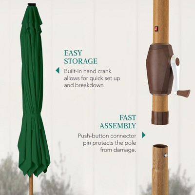 9ft Green Solar LED Lighted Market Patio Umbrella with Metal Pole