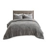 3Pcs Comforter Mini Set Soft Faux Fur Checkboard Pattern Down Alternative Comforter with Shams - 4 of 4
