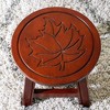 FURNIinspire Ottomans And Benches Carved Wooden Step Stool Fun Designs Premium Rubberwood Versatile Use, Maple Leaf Style, Red, 11.00"*11.00"*10.00" - 3 of 4
