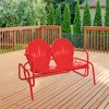Northlight 2-Person Outdoor Retro Metal Tulip Double Glider Patio Chair, Red - 2 of 4