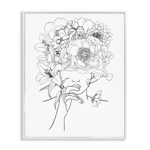 Stupell Industries Line Drawing Botanical Floral Bouquet Over Person Face, 30" x 24" - 1 of 4
