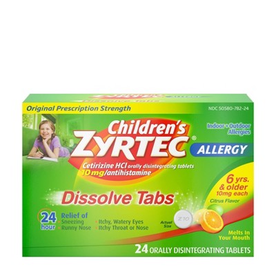 Children's Zyrtec Allergy Relief Cetirizine Dissolving Tablets - Citrus