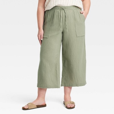 Women's High-Rise Gauze Wide Leg Pull-On Pants - Universal Thread™