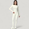 Anna-Kaci Active Women's Long Sleeve Fitted One-Piece Activewear Jumpsuit with Contoured Stitching and Open Back Design - 3 of 4