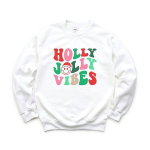 Simply Sage Market Women's Graphic Sweatshirt Holly Jolly Vibes Smile - 1 of 3