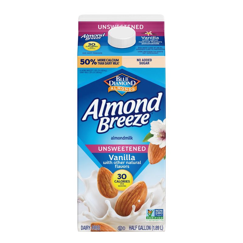 Almond Breeze Unsweetened Vanilla Almond Milk - 0.5gal, 1 of 11