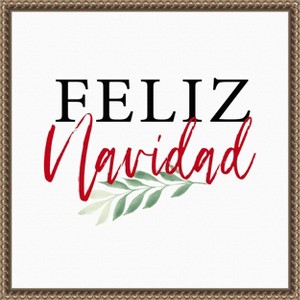 Amanti Art Feliz Navidad Script by Amanti Art Portfolio Canvas Wall Art Print Framed - 1 of 4