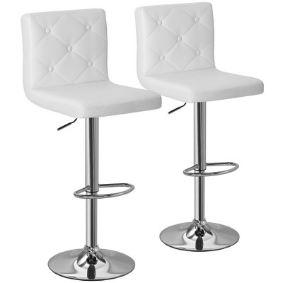 VECELO Set of 2 PU Leather Adjustable Bar Stools, Swivel Counter Chairs with Back