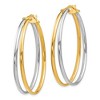 Black Bow Jewelry 43mm (1 5/8 Inch) 14k Yellow Gold & White Rhodium Double Oval Hoops - 2 of 4