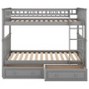 Twin/Full Size Convertible Bunk Bed with Drawers, White/Gray/Espresso-ModernLuxe - 4 of 4