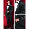 Lars Amadeus Men's Shawl Lapel One Button Wedding Rhinestone Sparkly Velvet Blazer - 4 of 4
