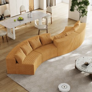 Oversized 156" 8-Seater Semi-Circular Curved Corduroy Modular Sectional Sofa with 8 Pillows, No Assembly Couch - 1 of 4